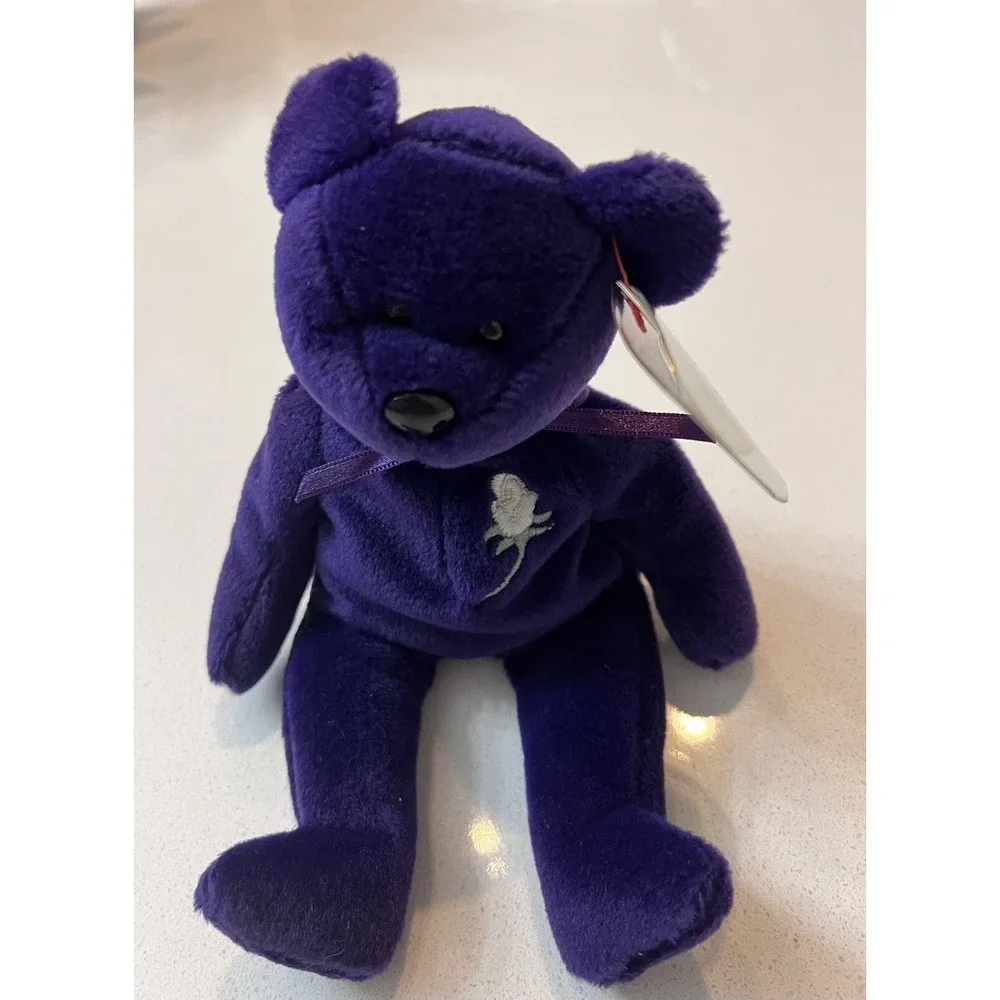 Rare Vintage Beanie Baby Princess Diana‎ Bear 1997 PVC PelletsPurple Plush Toy